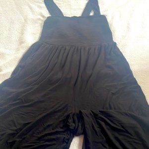 Black ruched top with flowy legs jumpsuit